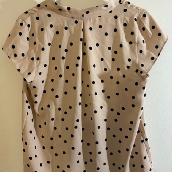 Halogen light pink with black polka dots blouse, size Medium - Picture 2 of 3